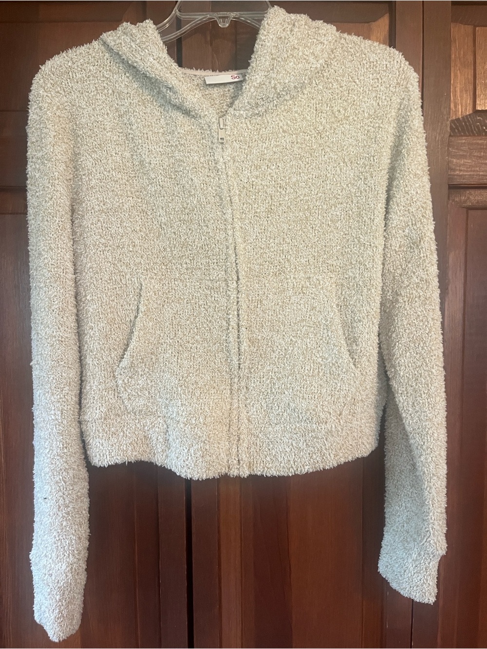 SO Cream Plush Zip-Up Hooded Sweatshirt